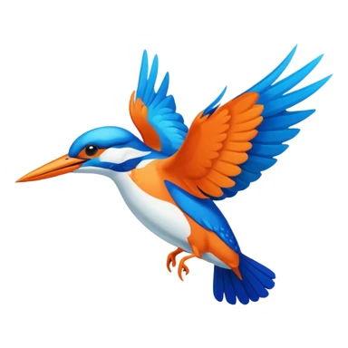 Create an abstract 2D outline of flying kingfisher. Do make it too detailed but make it recognizable. Keep the number of colors limited to only 5 distinct colors.  sticker