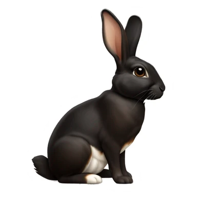 Harlequin rabbit breed black and dark brown sitting sticker