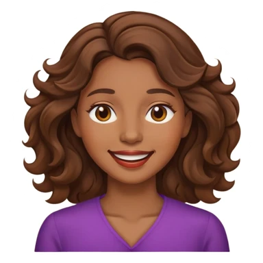 Make a Women with Brown Eyes, and Brown wavy hair, smile but with mouth closed sticker
