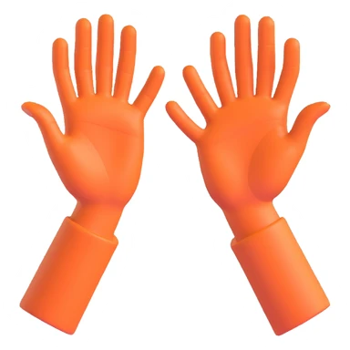 A 3D yellow apple emoji-style illustration of two open hands, positioned side by side and angled to the right, as if they are pushing something like a swing. Add motion lines behind the hands to the left to show a rightward pushing movement. Clean cartoon style, minimal background sticker