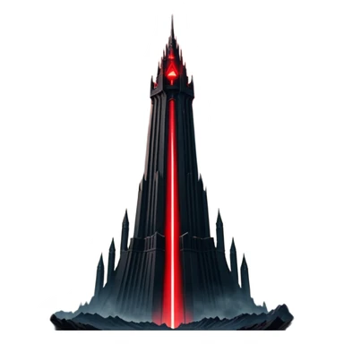 Barad Dúr from Lord of the Rings, Dark, giant Tower, with red laser beams shooting into the sky sticker