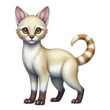 Colorful dark tropical pearly-albino-white iridescent glorious divine exotic cute cool beautiful shiny beautiful fantasy-caracal-civet-genet-sergal-vernid-Cacomistle-oncilla-animal-Fakémon-hybrid-fursona (full body) sticker