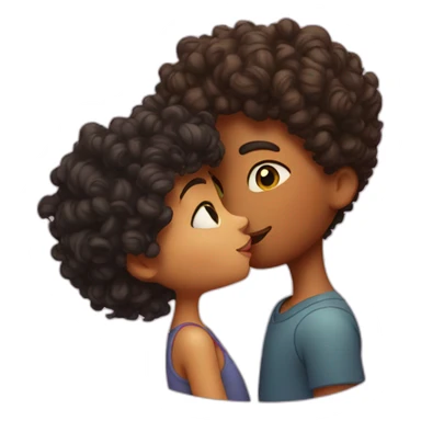 A girl kissing a curly boy sticker