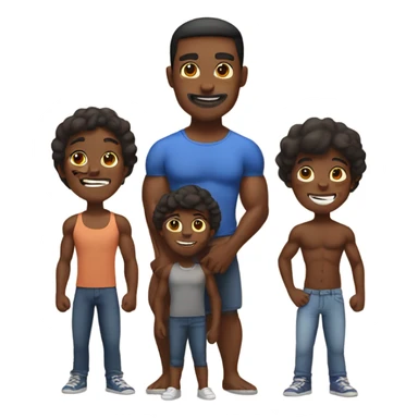muscular brown skin family sticker