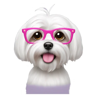 Maltese with pink glasses sticker