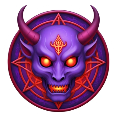 demon sigil, purple and red glow, simple sticker
