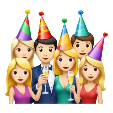 Wedding party guests celebrating with cannabis, colorful cartoon style sticker