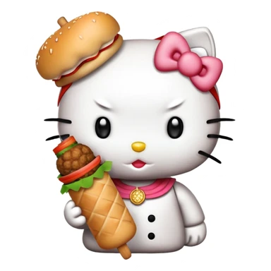 Hello kitty eating a Bagdad  sticker