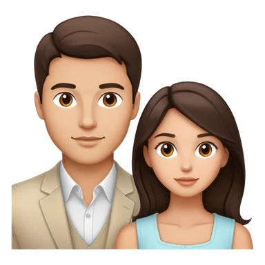 Chest up portrait of handsome brunette man and pretty brunette woman with light tan skin side by side sticker