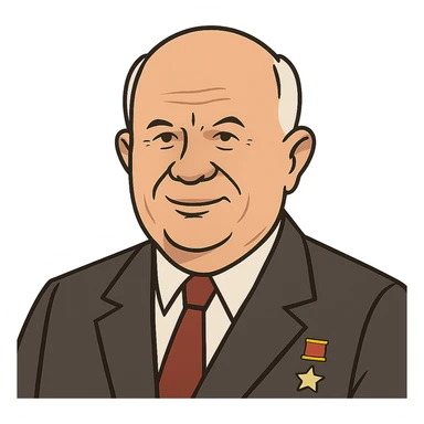 flat toon style portrait of Nikita Khrushchev sticker