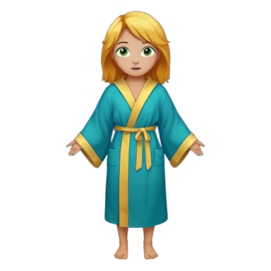 lightly tanned skin, green-blue eyes, cute and sexy girl with bright yellow-brown hair in a dark sky pallete robe, golden rings, slight cute makeup, full body sticker
