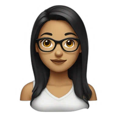 Girl with black hair and black glasses sticker