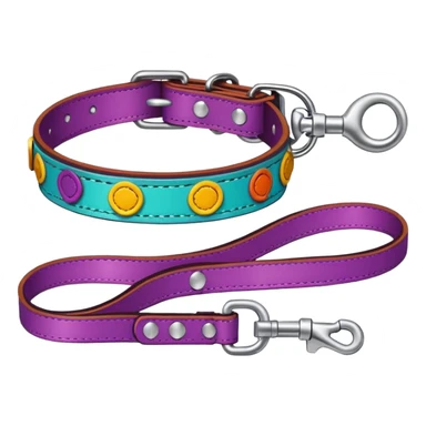 Collar & leash, colorful set. sticker