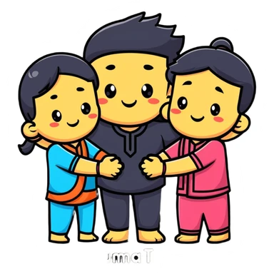 cute characters linking arms with Hindi word Tumse sticker