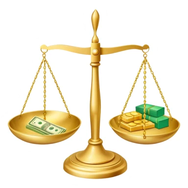 gold scale with dollars on one side and beauty products on the other sticker