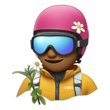 Skier with a flower sticker