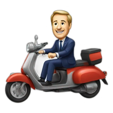 French President Holland on his scooter sticker