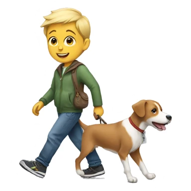Little boy walking dog sticker