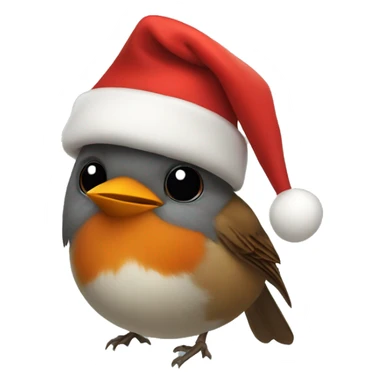 Robin in Xmas hat sticker