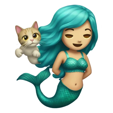 Mermaid with a cat on its back  sticker