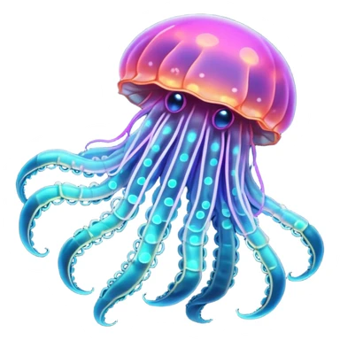 Neon glowing jellyfish-crab-squi sticker