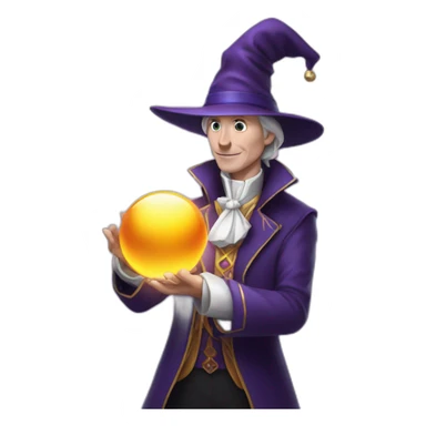 white magician holds magic ball in his hands  sticker
