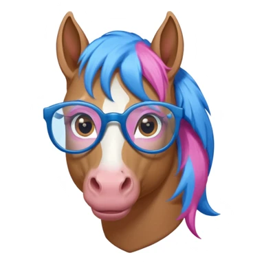  horse with glasses and blue pink hair sticker