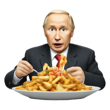 Vladimir Poutine qui mange des Poutine  sticker