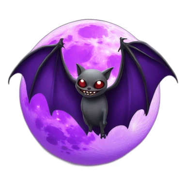 realistic full moon dripping purple behind with vampire bat wings flying in front sticker