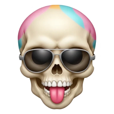 Skull wearing sunglasses and tongue sticking out sticker