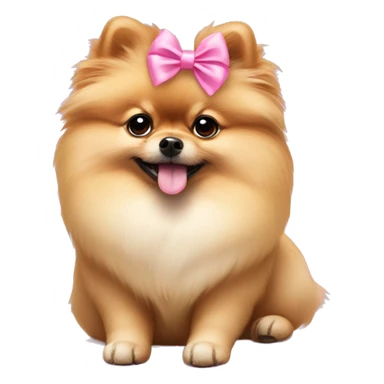 Pomeranian wearing a pink bow on head sticker