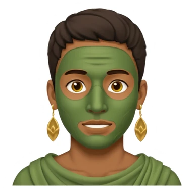 green clay mask man with earrings sticker