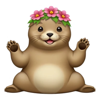 Whole body Seal with flower on the head sticker