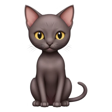 Dark hairless cat sitting sticker