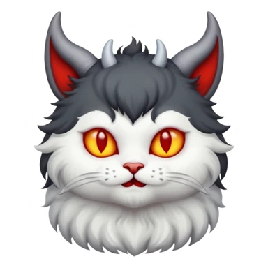 blackish grey and white baby devil satan cat with horns  sticker