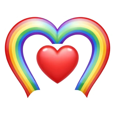 heart with a rainbow arch, rainbow bow with heart pattern on the bow, apple emoji style sticker