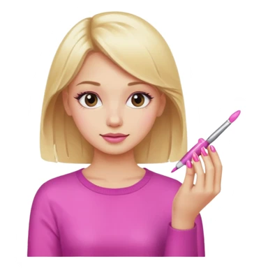 Blondie girl making nails sticker