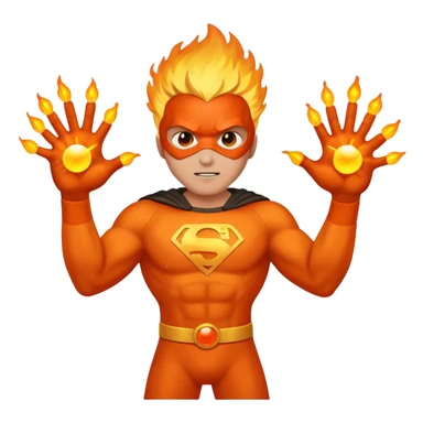 A superhero with two fireballs on his hand sticker