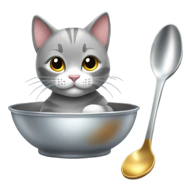 The cat and the cradle in a silver spoon  sticker