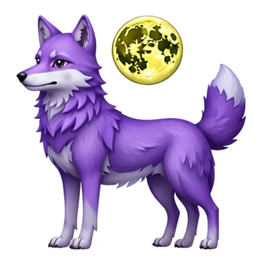 Un lobo violeta con una luna sticker