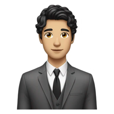 23 years old man black hair white skin with suit sticker