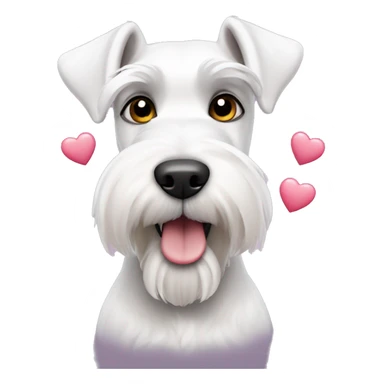 White schnauzer dog with hearts sticker