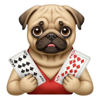 Pug playing cards sticker