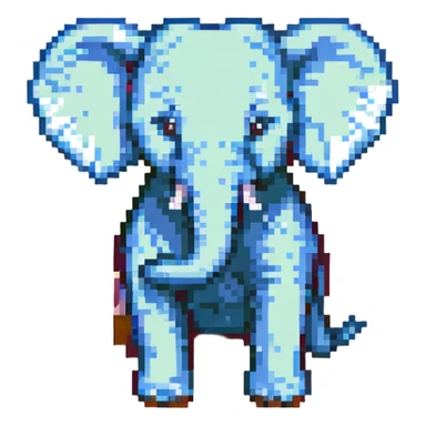 Cocofanto elephanto, pixel art style, standing pose, simple background, pastel palette sticker