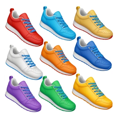 Several cartoon sneakers facing same direction, but a few facing opposite direction or having different color laces” sticker