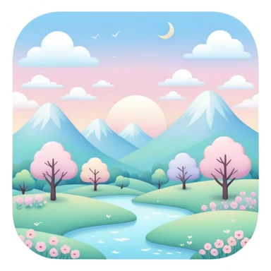 pastel surreal  kawaii landscape sticker