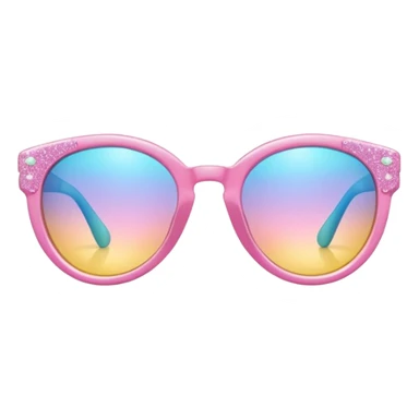 A colorful pair of fancy stylish glam fashionable shiny glossy smooth soft sparkly glittery sunny Pastel sunglasses (aesthetic, loose object, apparel), seen from the side, 3/4 angle sticker