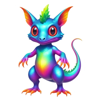 An exotic neon colorful unique bizarre eccentric Fakémon-creature (full body) sticker