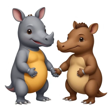 a rhino holding hands with a platypus  sticker
