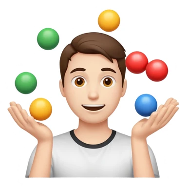 person juggling happy face, sad face, and neutral face balls equally sticker